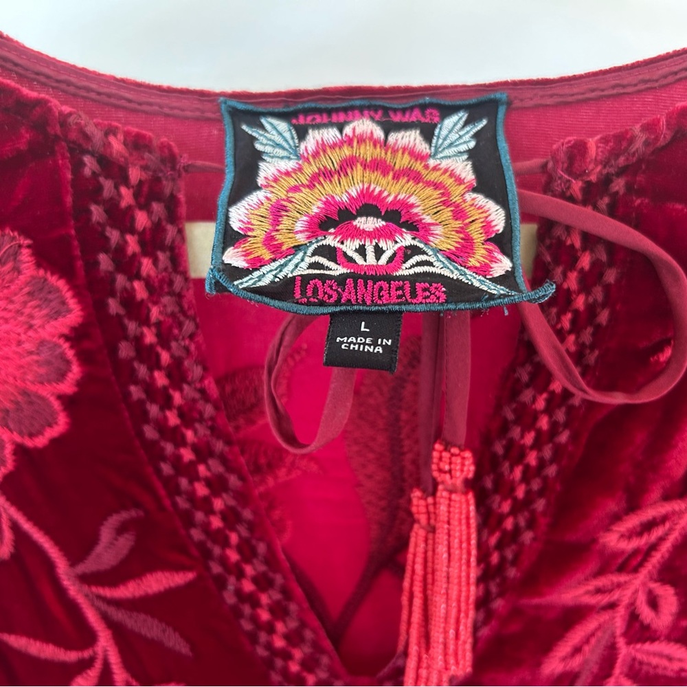 Johnny Was Scarlet Velvet Top Large - Picture 3 of 7